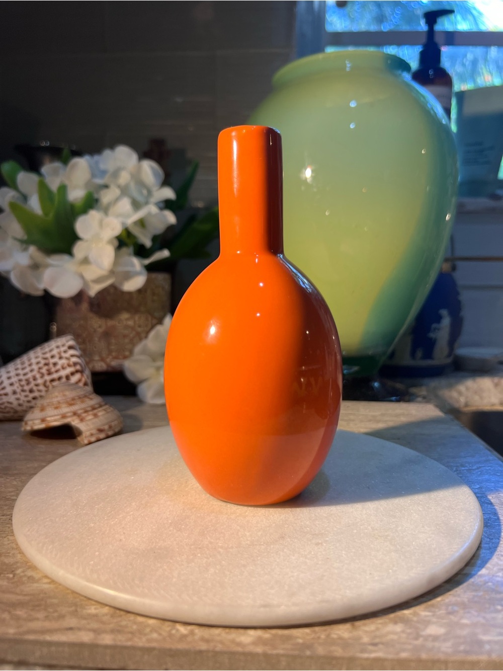 Orange Ceramic Bud Vase - Minimalist Accent